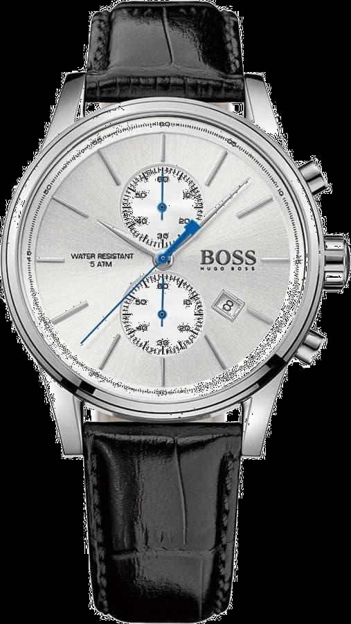 Montre Homme Hugo Boss 1513282 Cadran Argenté Bracelet Cuir Noir