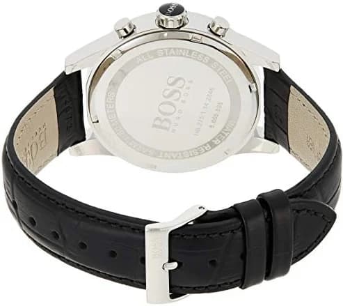 Montre Homme Hugo Boss 1513282 Cadran Argenté Bracelet Cuir Noir vue 3