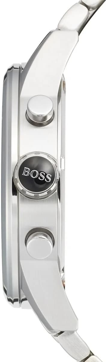 Visage cadran Hugo Boss 1513383 noir soleillé index appliques bâton aiguilles dauphine polies guichet date blanc