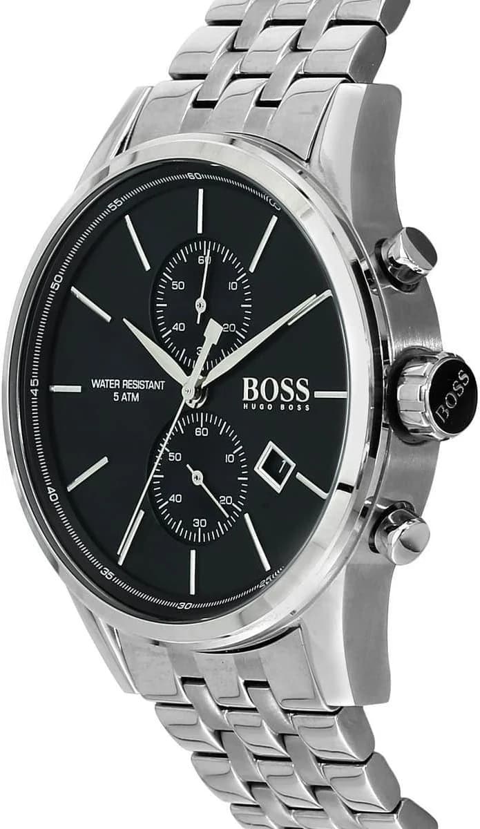 Attache bracelet Hugo Boss 1513383 acier trois maillons poli-brossé fermoir déployant double sécurité poussoirs logo gravé