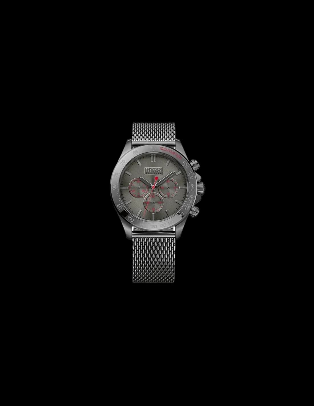Garde-temps Hugo Boss 1513443 arborant un cadran gris soleillé et des aiguilles bâtons argentées pour un style contemporain épuré