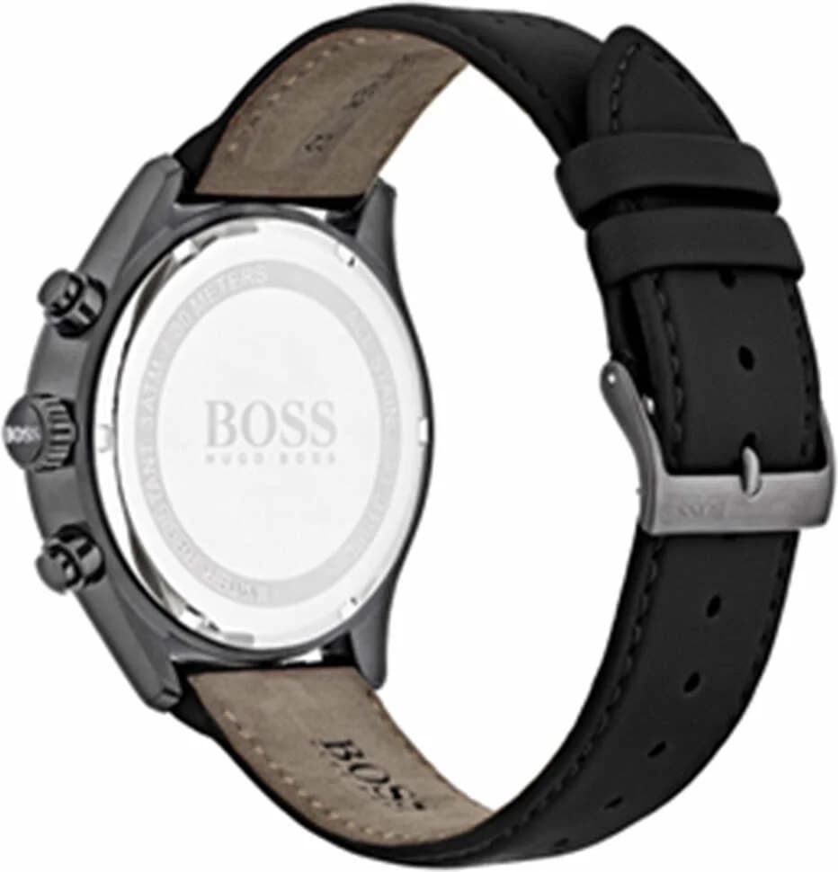 Lunette boîtier Hugo Boss 1513474 profil en acier brossé, lunette fine polie, verre saphir antireflet