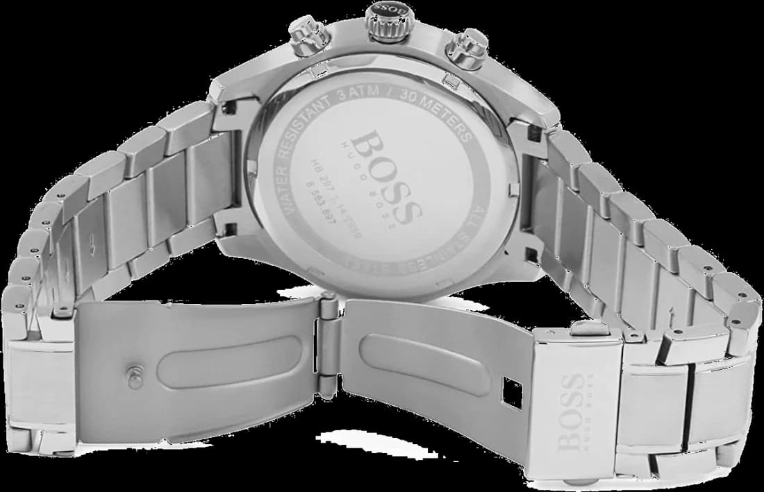 Lunette boîtier Hugo Boss 1513477 acier inoxydable brossé 44mm avec lunette tachymètre gravée