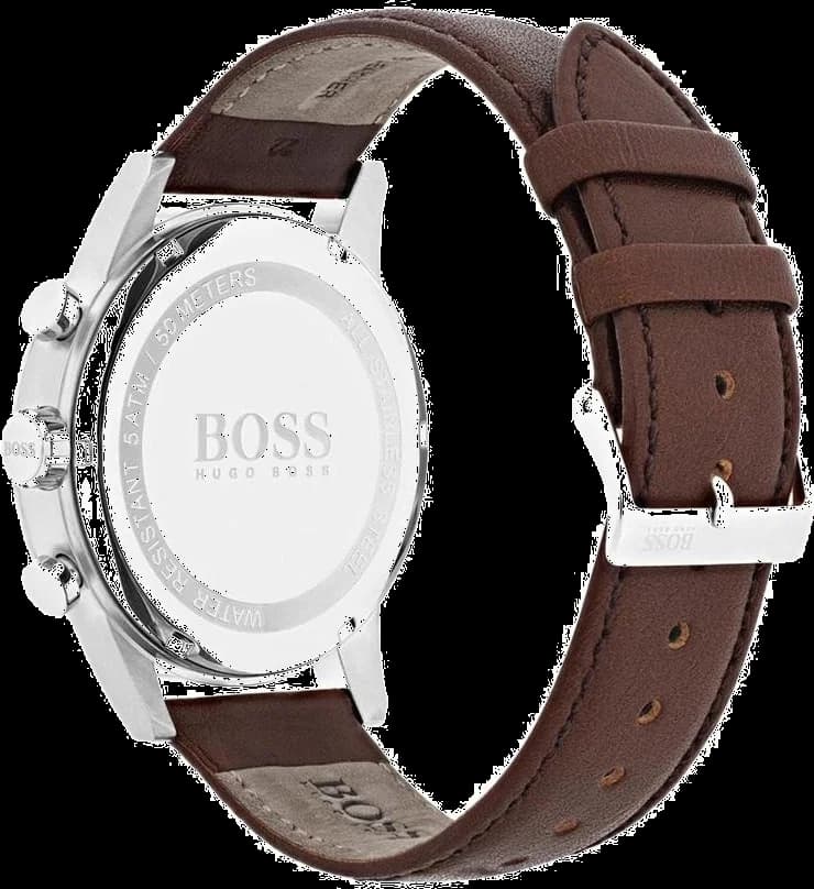 Montre Homme Hugo Boss 1513494 Navigator Chronographe Cadran Noir Cuir Marron vue 3