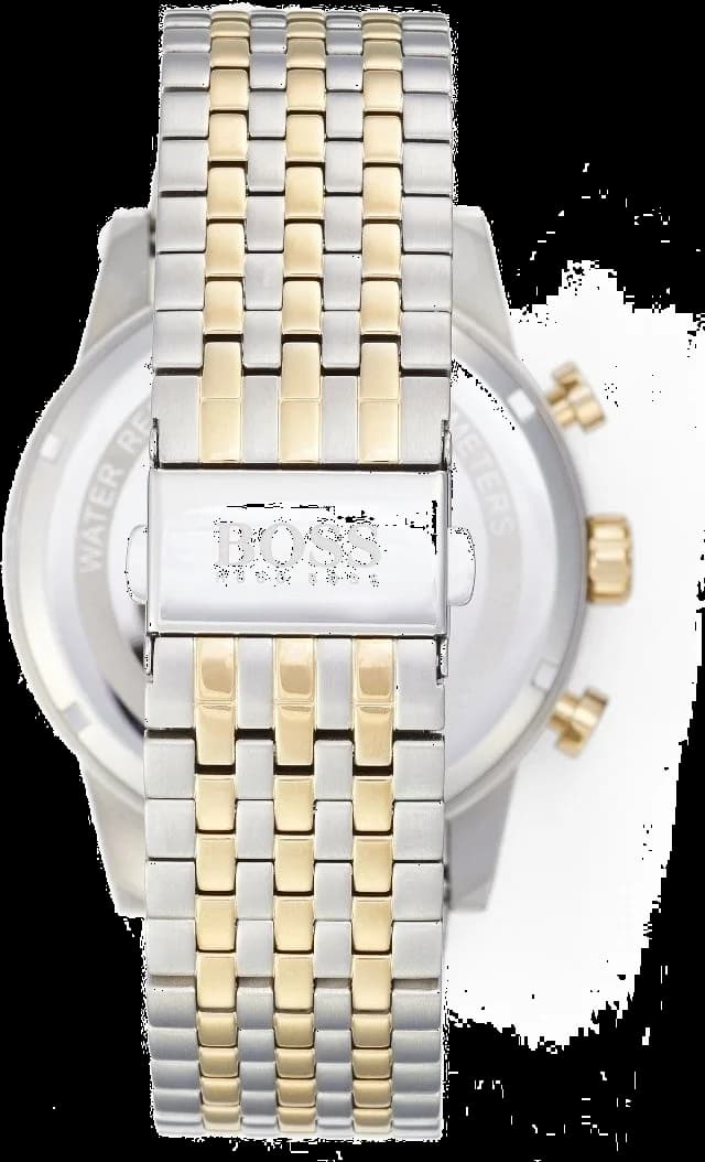 Attache bracelet Hugo Boss 1513499 bracelet acier inoxydable bicolore or et acier maillons alternés fermoir déployant double sécurité