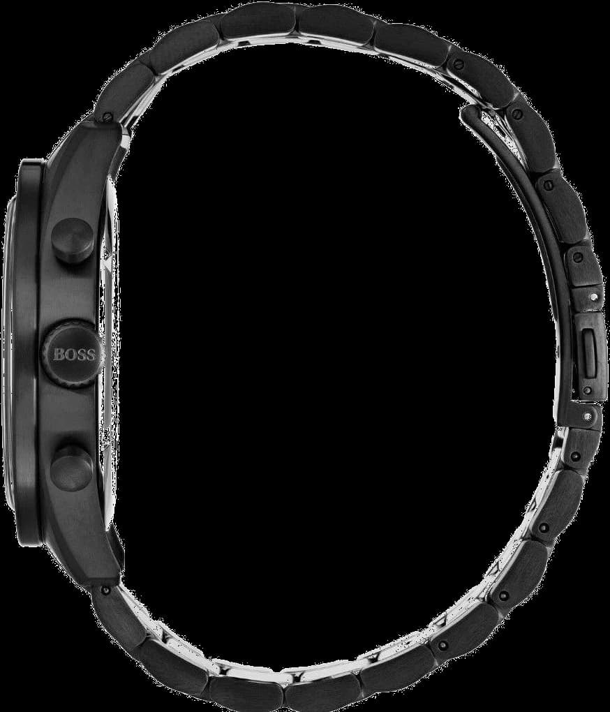 Attache bracelet Hugo Boss 1513528 en acier inoxydable brossé avec fermoir déployant double sécurité et logo gravé