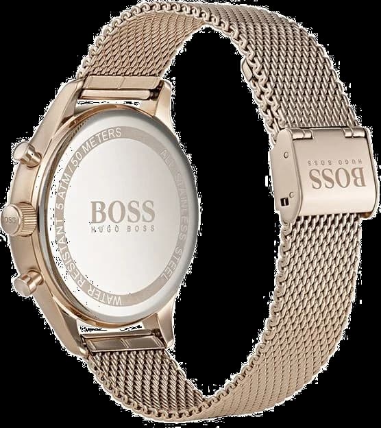Visage cadran Hugo Boss 1513548 à index bâtons appliqués et aiguilles dauphine dorées
