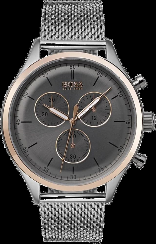 Montre Homme Hugo Boss Companion 1513549 Cadran Gris Acier Maille Milanaise
