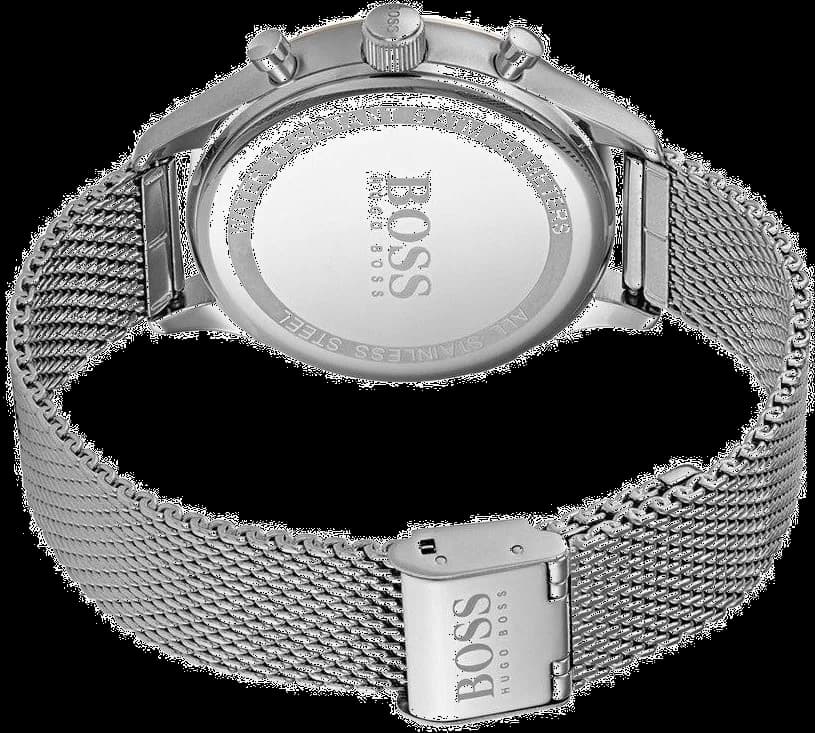 Attache bracelet Hugo Boss 1513549 en maille milanaise acier inoxydable avec fermoir déployant ajustable pour un confort durable