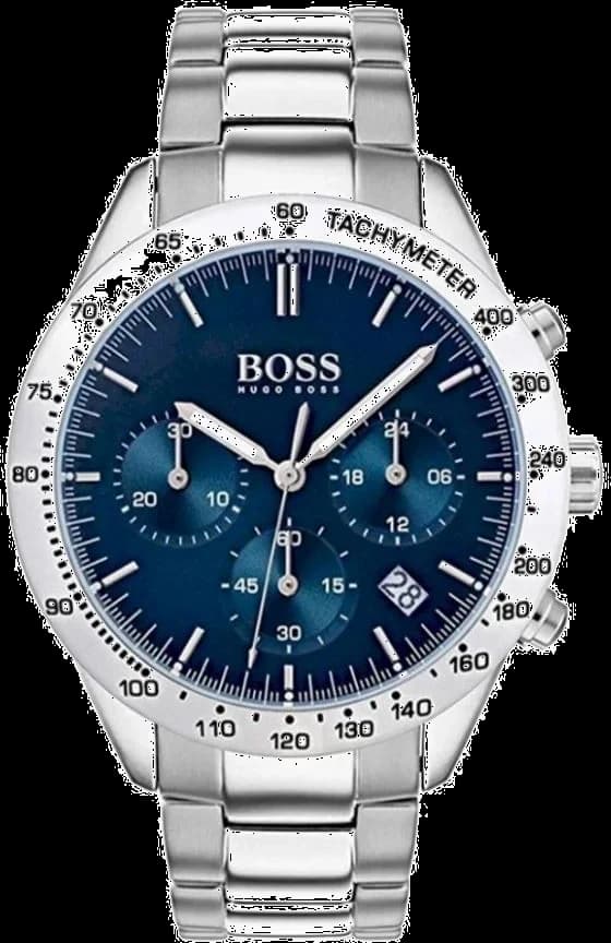 Garde-temps Hugo Boss 1513582 au cadran bleu soleillé avec index bâtons argentés et aiguilles luminescentes