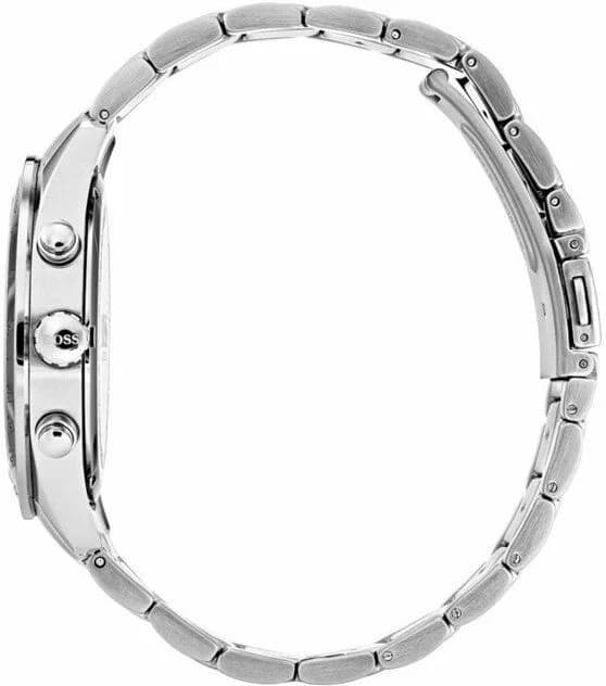 Lunette boîtier Hugo Boss 1513582 en acier brossé de 43 mm, lunette fine polie et verre saphir bombé