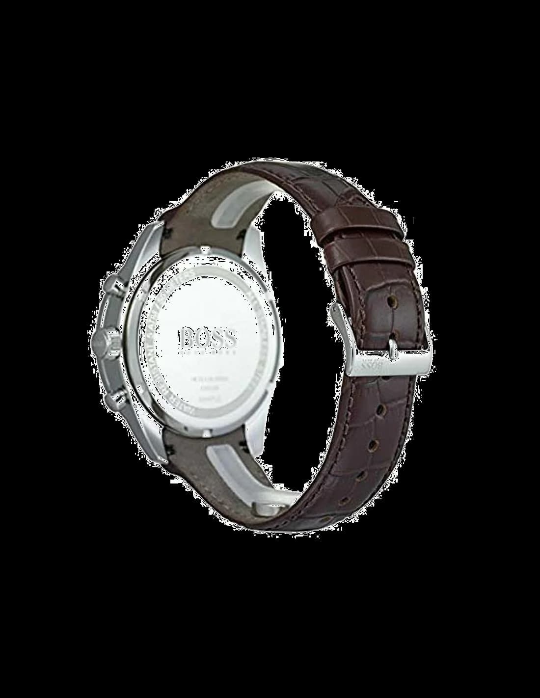 Montre Homme Hugo Boss Trophy 1513629 - Cadran Blanc Acier, Bracelet Cuir Marron vue 2