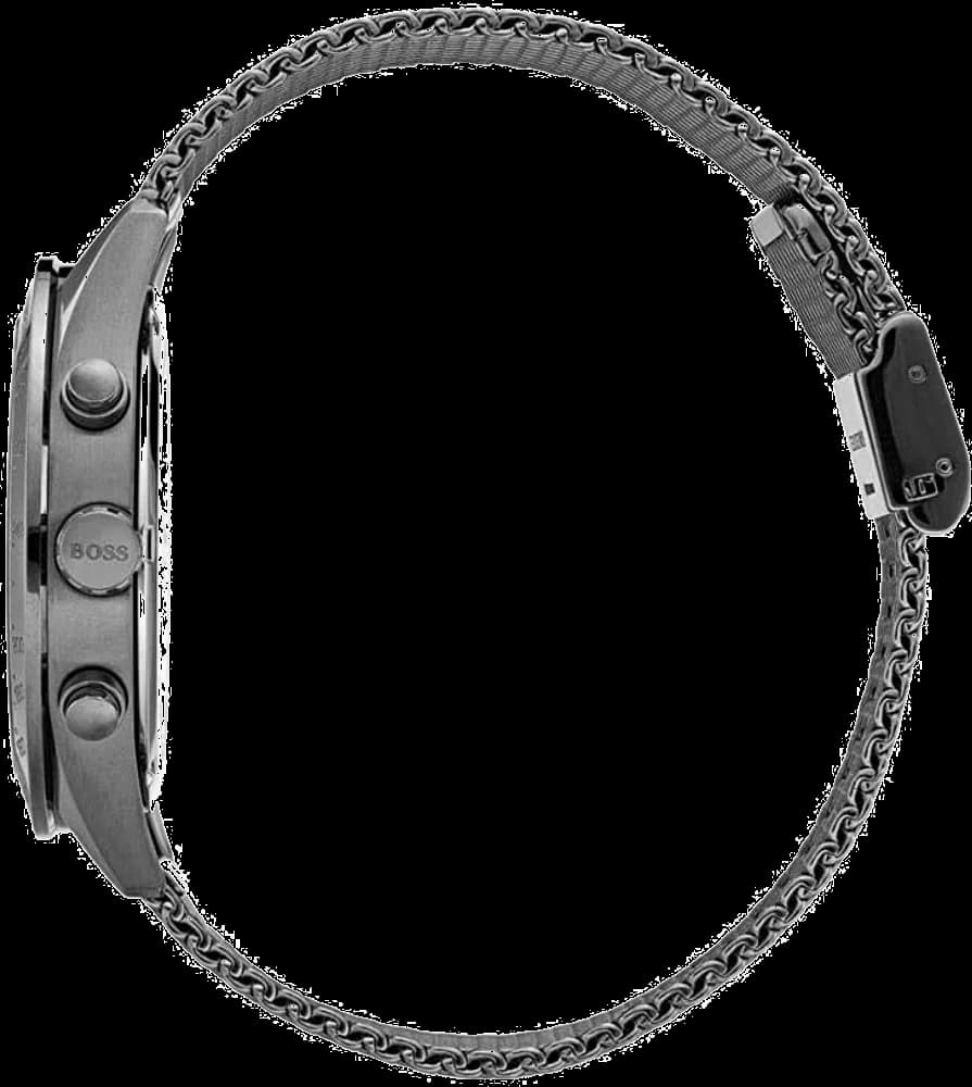 Visage cadran Hugo Boss 1513637 avec compteurs chronographe à 6h, 9h et 12h, aiguilles des heures et minutes en acier poli