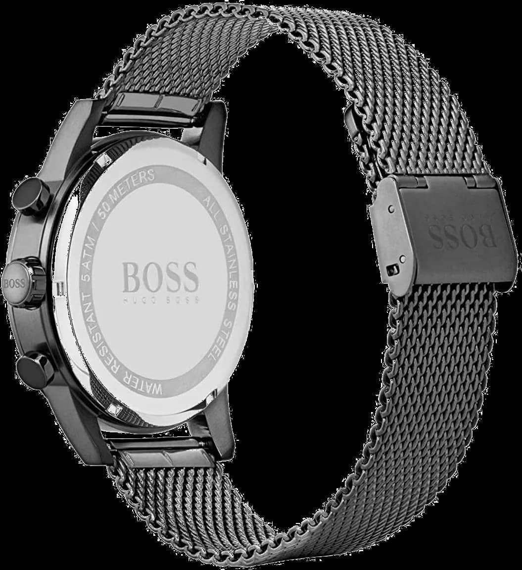 Visage cadran Hugo Boss 1513674 avec compteurs chronographe 30 min et 12 h, aiguilles luminescentes et échelle tachymétrique
