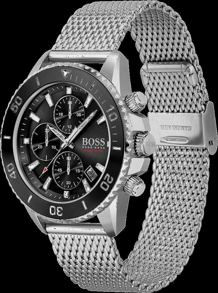 Montre Homme Hugo Boss Chronographe Ocean 1513701 Cadran Noir Acier Maille Milanaise vue 2