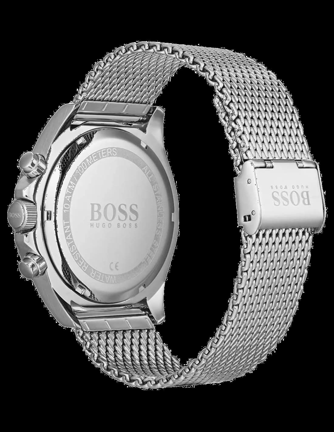 Montre Homme Hugo Boss Chronographe Ocean 1513701 Cadran Noir Acier Maille Milanaise vue 3