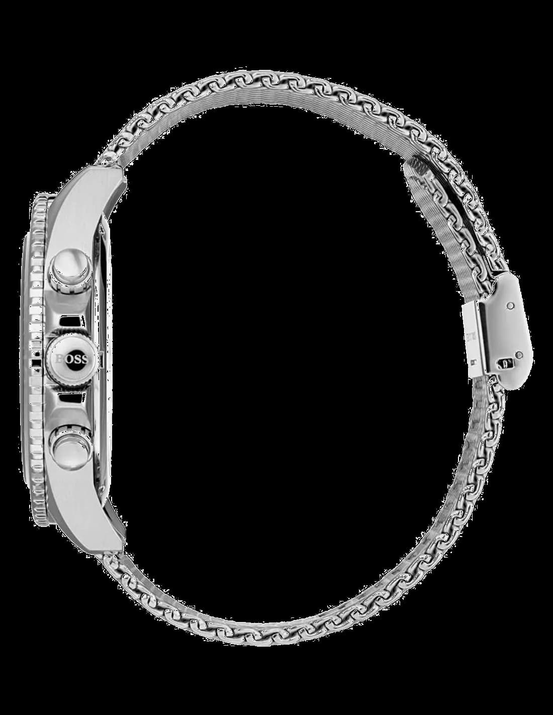 Montre Homme Hugo Boss Chronographe Ocean 1513701 Cadran Noir Acier Maille Milanaise vue 4