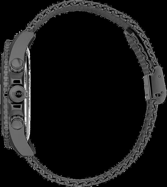 Lunette boîtier Hugo Boss 1513702 en acier inoxydable brossé de 43 mm, glace saphir et couronne cannelée