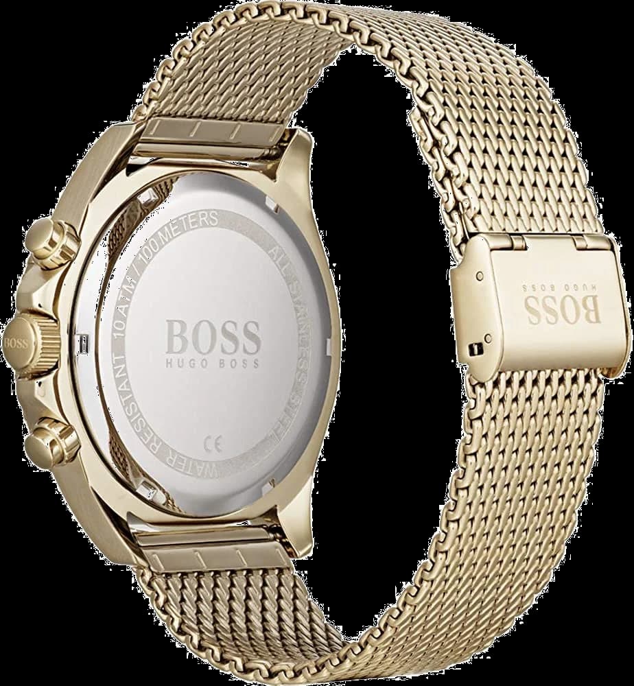 Montre Homme Hugo Boss 1513703 Cadran Noir Boîtier Or Bracelet Maille Milanaise vue 2