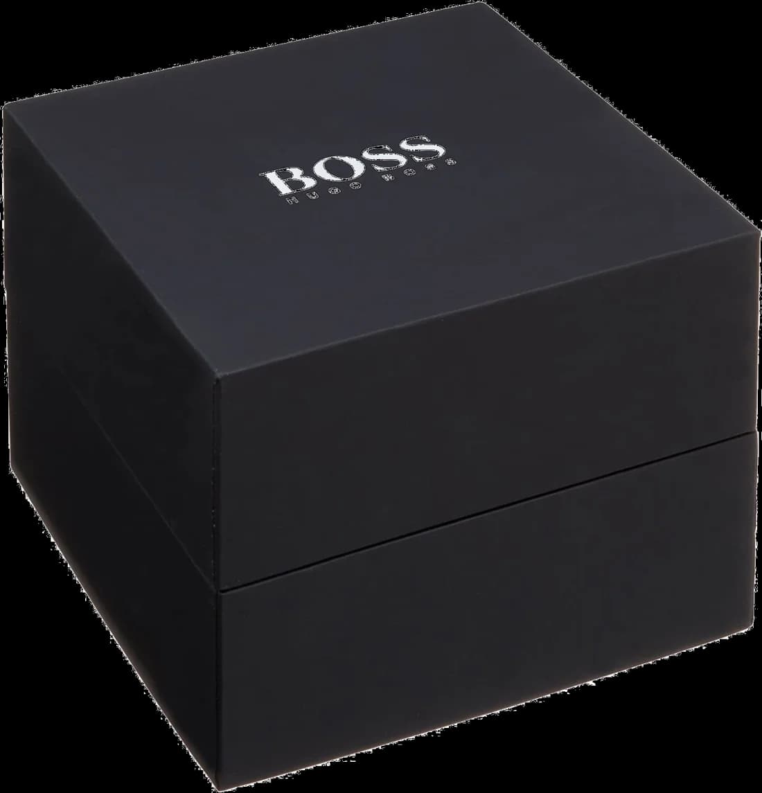 Lunette boîtier Hugo Boss 1513704 boîtier rond 44 mm en acier inoxydable brossé avec lunette fixe lisse