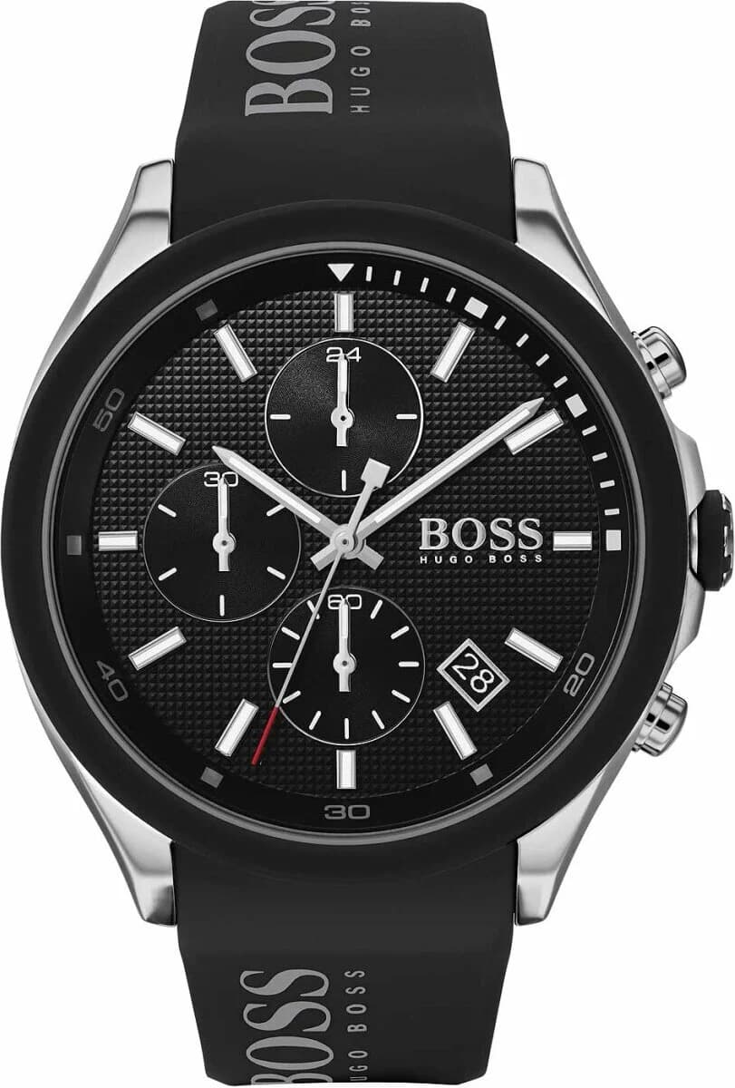 Montre Homme Hugo Boss 1513716 Chronomètre Sport - Boîtier Argent, Cadran et Bracelet Silicone Noir
