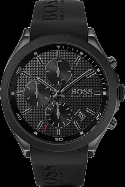 Garde-temps Hugo Boss 1513720 présentant cadran noir soleillé avec aiguilles et index argentés pour lisibilité optimale