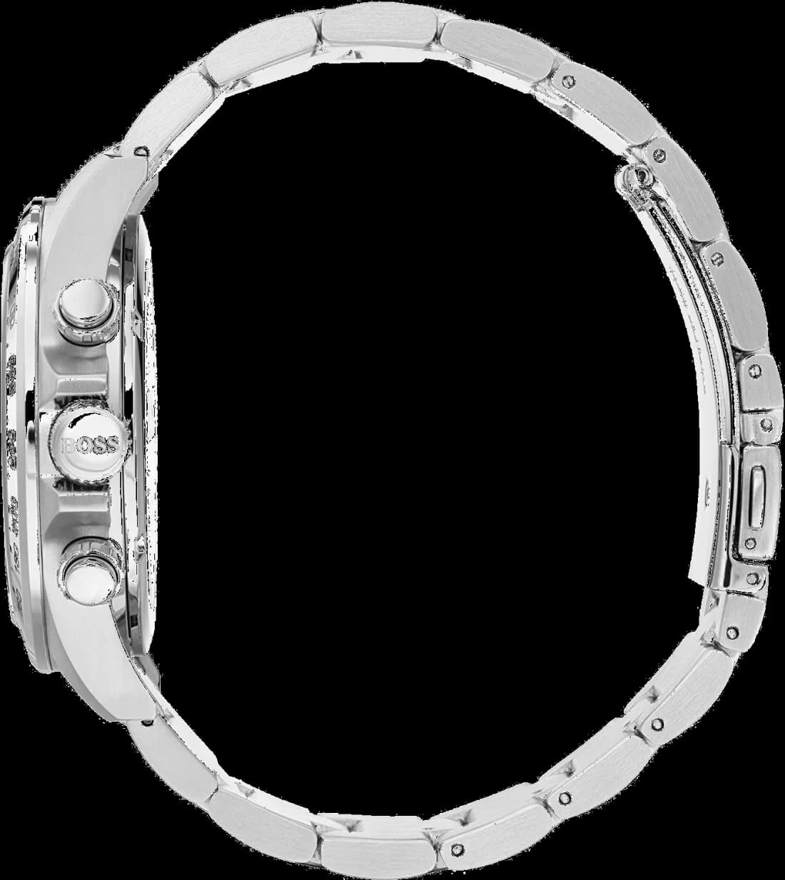 Attache bracelet Hugo Boss 1513755 en acier inoxydable brossé avec fermoir déployant à double bouton-poussoir sécurisé