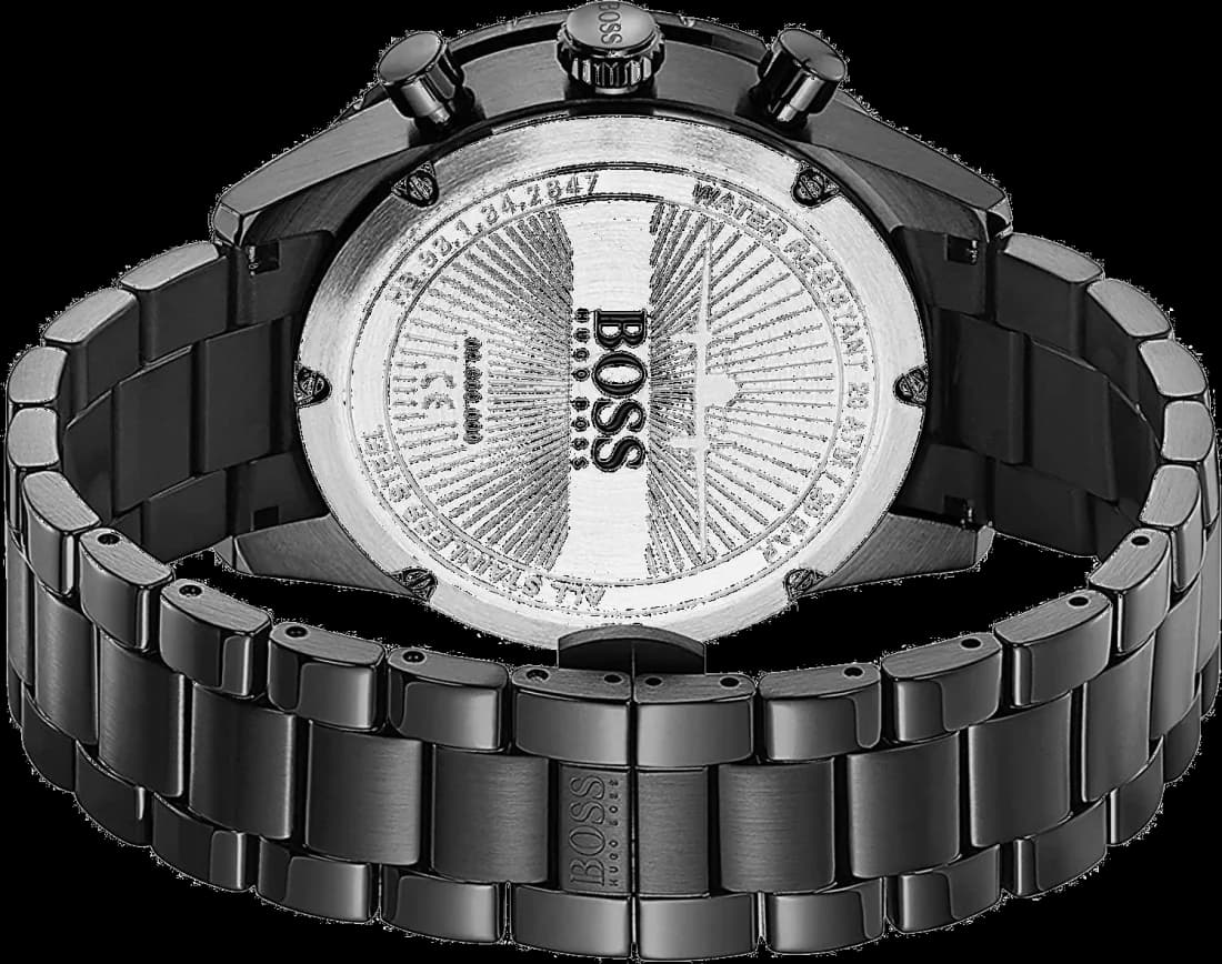 Attache bracelet Hugo Boss 1513771 en silicone bleu texturé avec boucle ardillon en acier brossé et insert logo