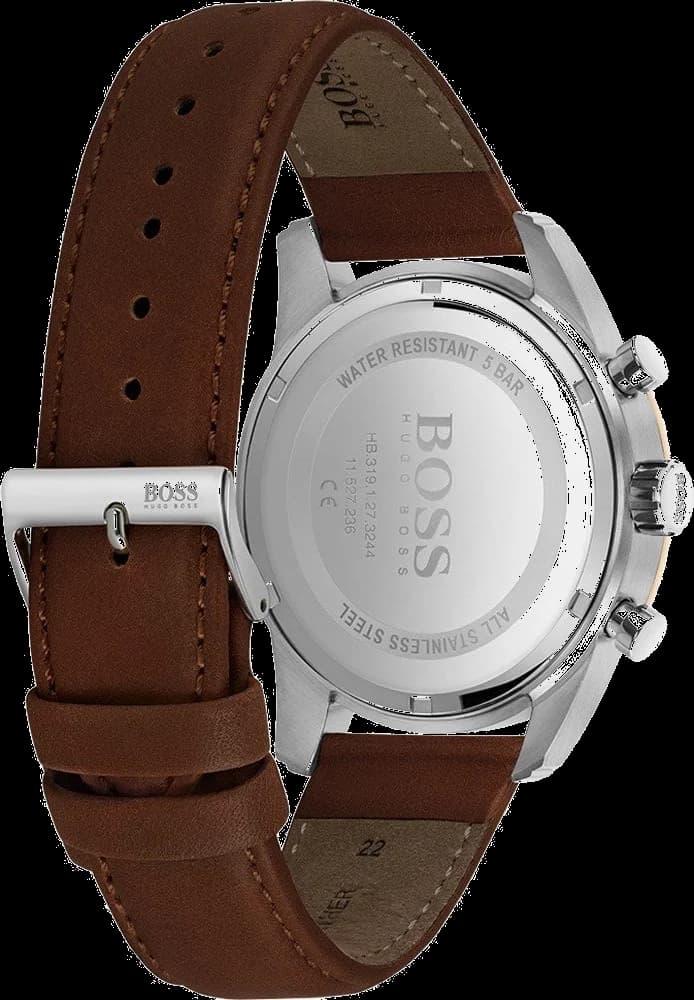 Montre Homme Hugo Boss Skymaster 1513786, Cadran Argent, Bracelet Cuir Marron vue 3