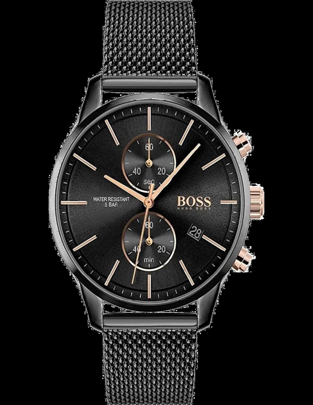 Montre Homme Hugo Boss 1513811, Cadran et Maille Milanaise Noire