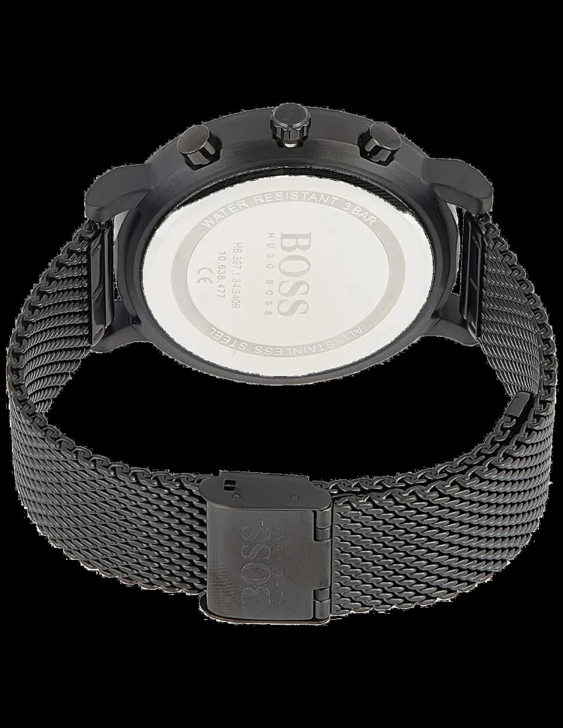 Attache bracelet Hugo Boss 1513813 en maille milanaise acier inoxydable avec fermoir déployant