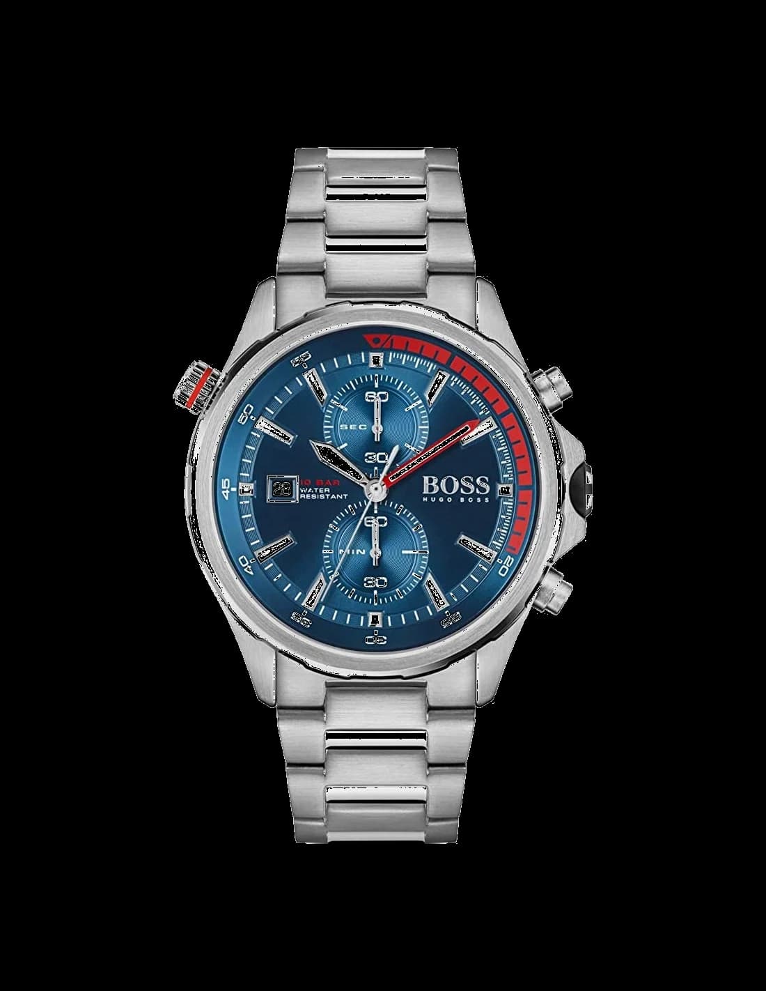 Montre Homme Hugo Boss Globetrotter 1513823 Chronographe Cadran Bleu Bracelet Acier