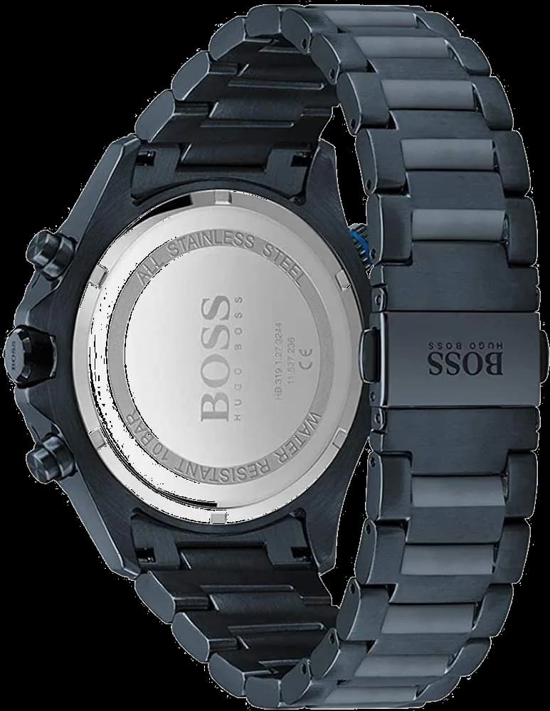 Attache bracelet Hugo Boss 1513824 en acier à trois maillons, fermoir déployant sécurisé et réglage micrométrique