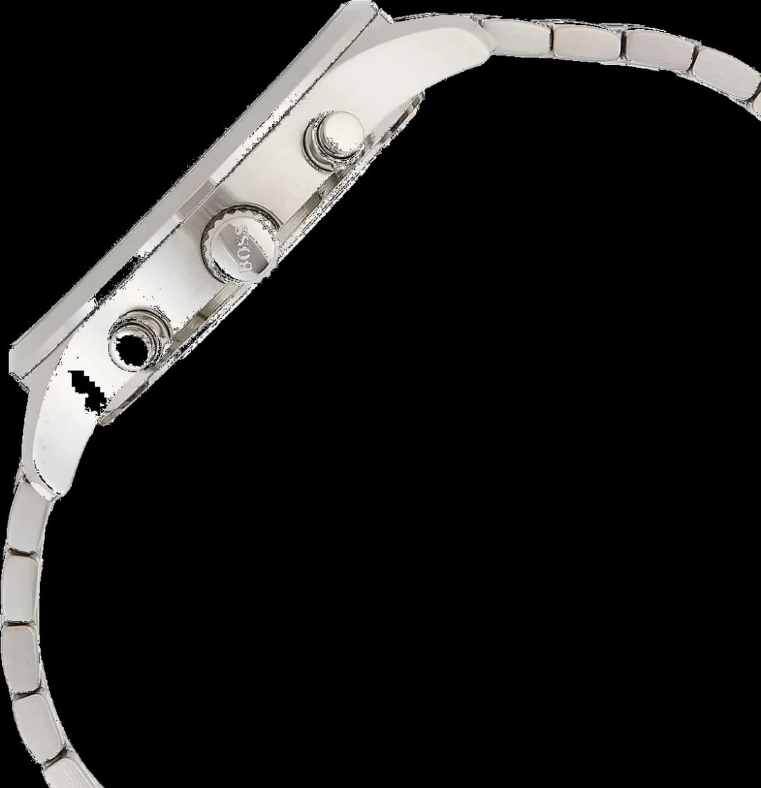 Lunette boîtier Hugo Boss 1513839 en acier inoxydable brossé de 44 mm, lunette fine et poussoirs chronographe intégrés au profil