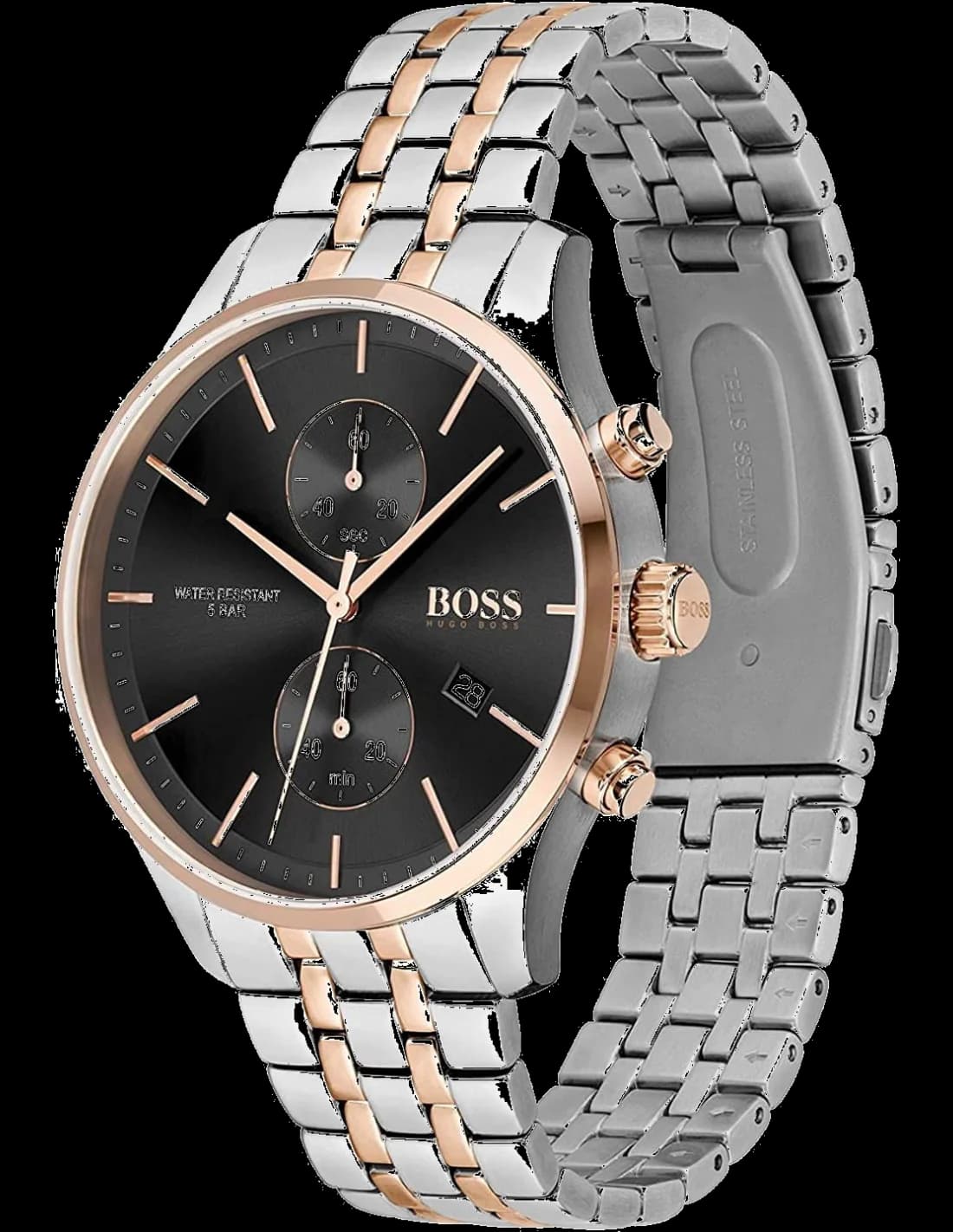 Montre Homme Hugo Boss Associate 1513840 Chronographe Acier Bicolore Argent/Or Rose vue 2