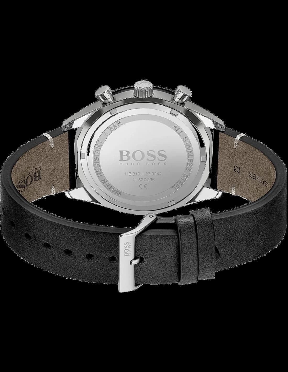 Lunette boîtier Hugo Boss 1513864 en acier 316L brossé, lunette fixe et couronne vissée