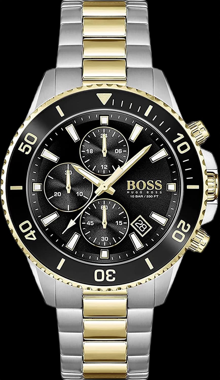 Montre Homme Hugo Boss Admiral 1513908 Chronographe Bicolore Acier/Or Cadran Noir