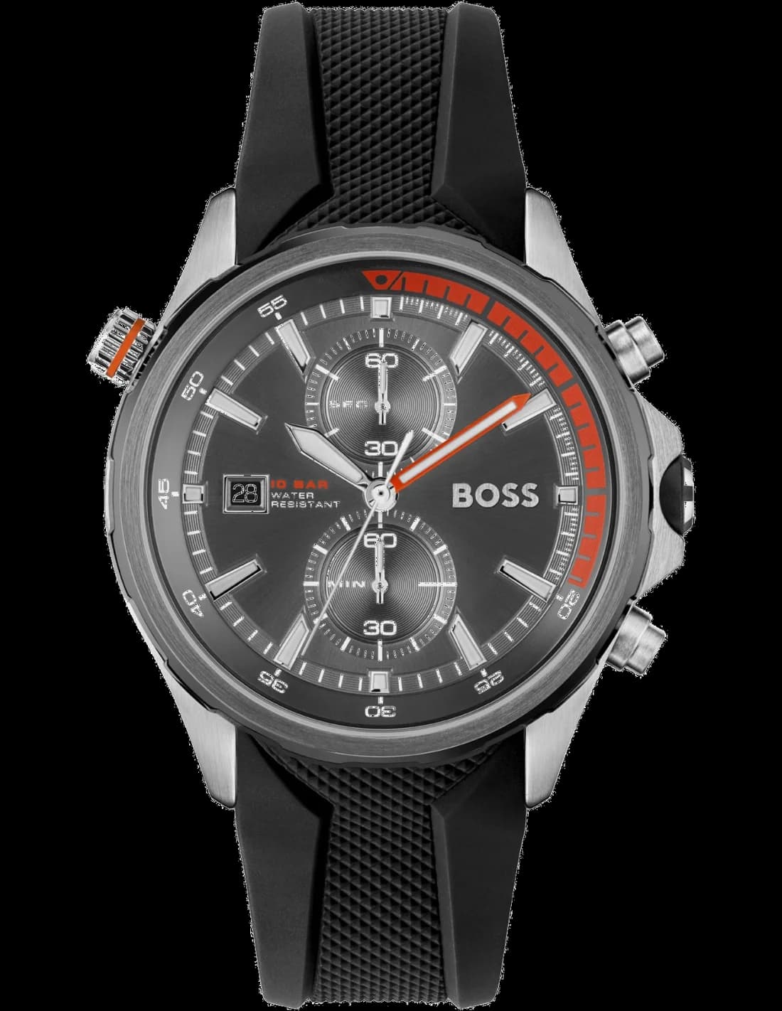Montre Homme Hugo Boss Globetrotter 1513931 Chronographe Cadran Noir Bracelet Silicone