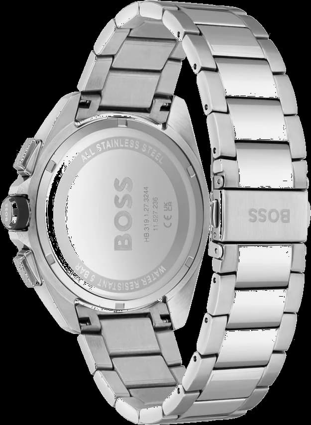 Attache bracelet Hugo Boss 1513949 acier inoxydable brossé avec boucle déployante, maillons ajustables, finition satinée