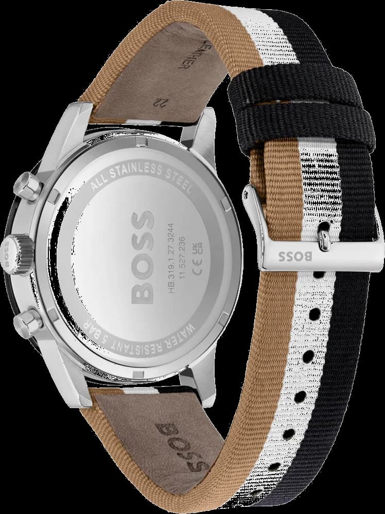 Attache bracelet Hugo Boss 1513963 bracelet NATO tricolore bleu marine rouge blanc boucle ardillon acier inoxydable