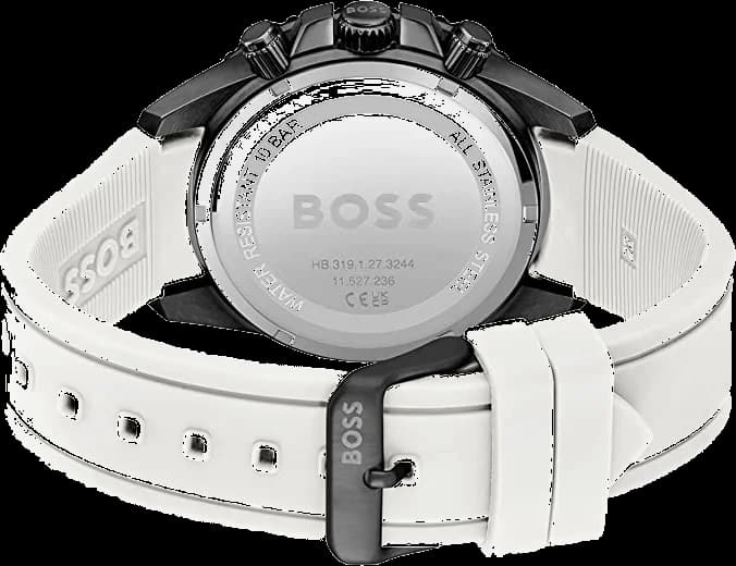 Montre Homme Hugo Boss Admiral 1513966 Cadran Noir Silicone Bracelet Silicone Blanc vue 2