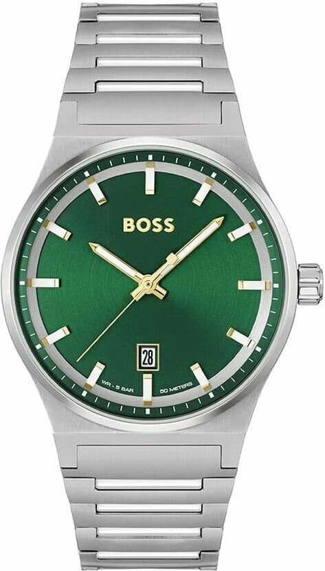 Garde-temps Hugo Boss 1514079 au cadran vert soleillé et aiguilles bâtons, style contemporain