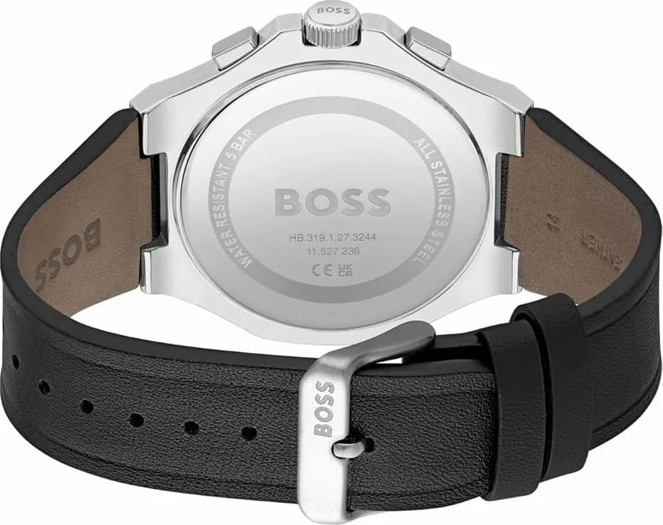 Montre Homme Hugo Boss 1514085 Chronographe Cadran Noir Bracelet Cuir vue 3