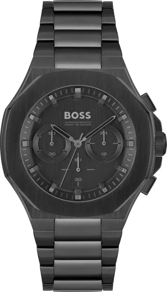 Garde-temps Hugo Boss 1514088 au cadran noir soleillé et aiguilles luminescentes sur fond mat