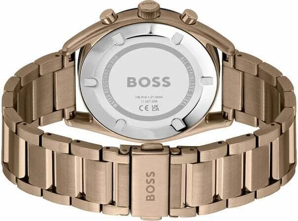 Attache bracelet Hugo Boss 1514094 en acier inoxydable brossé avec fermoir déployant double sécurité