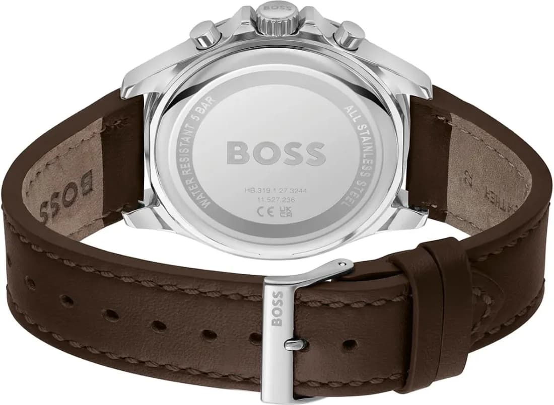 Lunette boîtier Hugo Boss 1514098 en acier inoxydable brossé, lunette fine polie, profil de 11 mm d'épaisseur