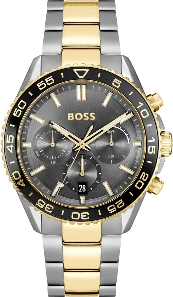 Garde-temps Hugo Boss 1514144 avec cadran gris soleillé, aiguilles bicolores et index appliqués