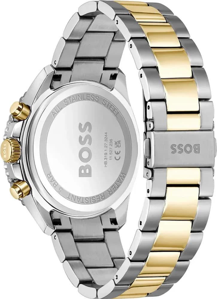 Attache bracelet Hugo Boss 1514144 en acier bicolore avec boucle déployante et maillons alternant or et argent