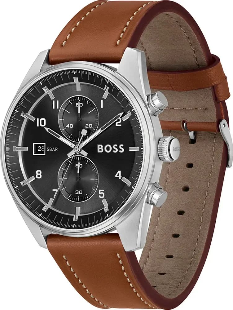 Visage cadran Hugo Boss 1514161 doté d'index appliqués bâton et aiguilles facettées pour lisibilité maximale