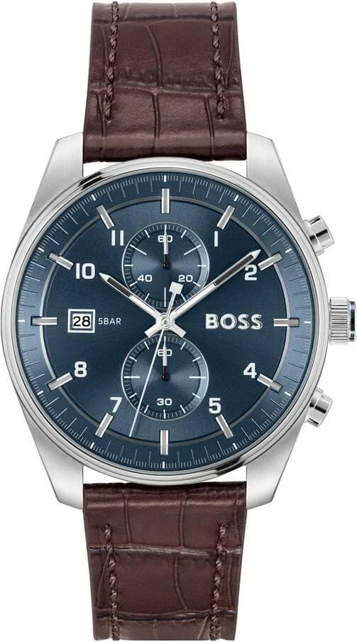 Garde-temps Hugo Boss 1514194 vue principale cadran noir soleillé avec compteurs chronographe et affichage date à 4h30